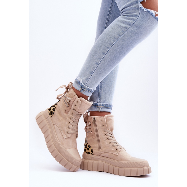 Botas de mujer con plataforma de ante Rafter beige claro 2
