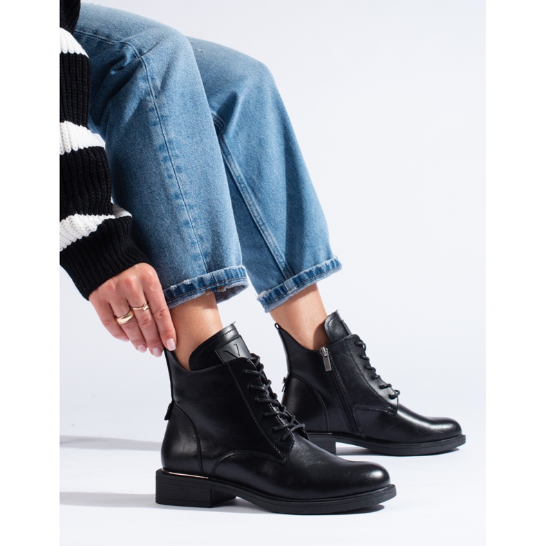 Botas planas de mujer Vinceza negras negro 1
