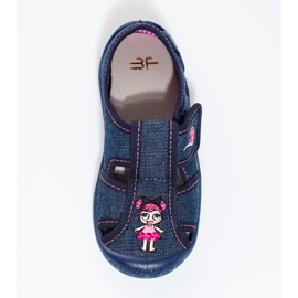 Pantuflas shelovet con velcro azul marino para niña 2