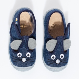 Pantuflas con ratón con velcro de color azul marino de Shelovet 2