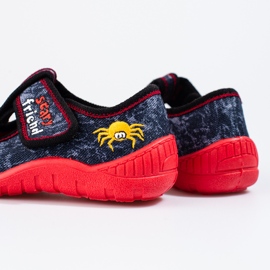 Pantuflas de araña negras y rojas de Shelovet azul 1