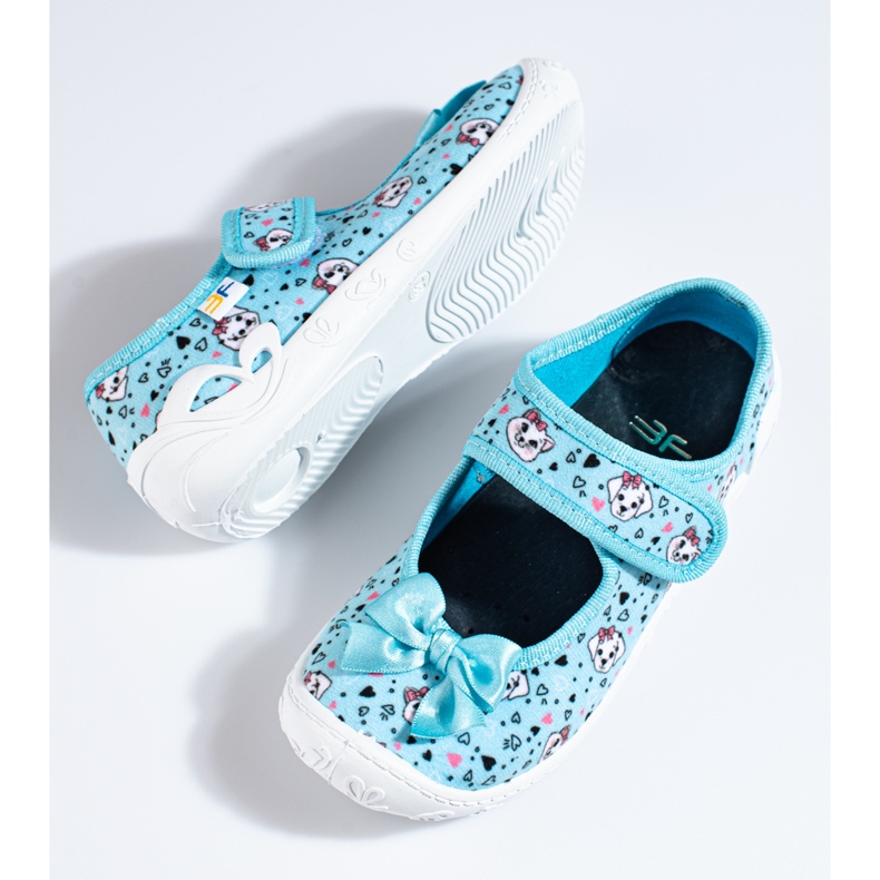 Pantuflas para niña azules con perritos Shelovet multicolor 1