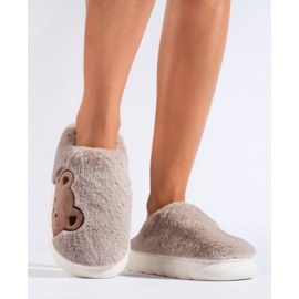 Pantuflas de mujer con osito beige oscuro Shelovet marrón 3