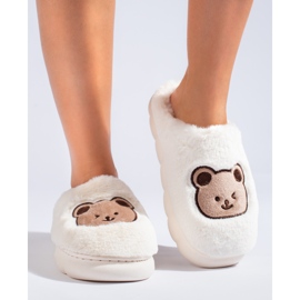 Pantuflas de pelo blancas con osito Shelovet blanco 1 Pantuflas de pelo blancas con osito Shelovet blanco 1