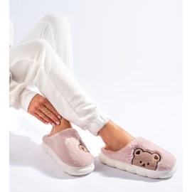 Pantuflas de mujer con osito rosa claro Shelovet rosado 3
