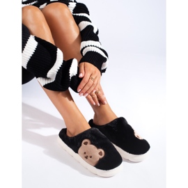 Pantuflas de mujer con osito Shelovet beige negro 2