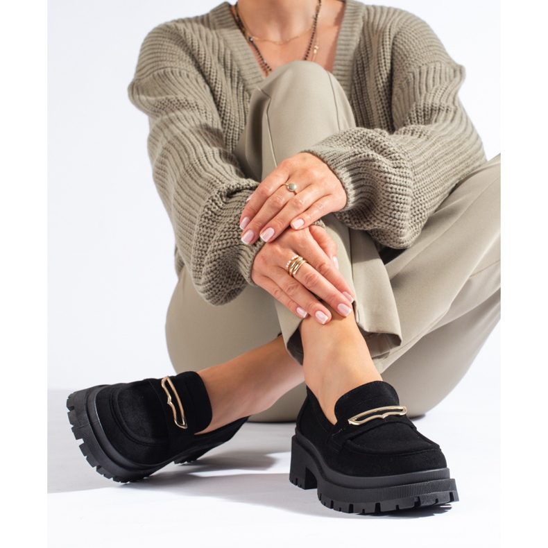 Mocasines de mujer Shelovet de ante negro 1 Mocasines de mujer Shelovet de ante negro 1