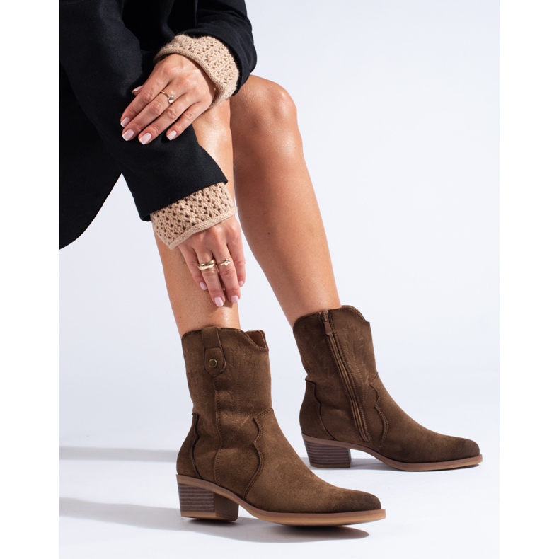 Botas cowboy shelovet ante negro marrón 1