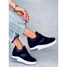 Rinno Zapatillas cuña negras negro 4
