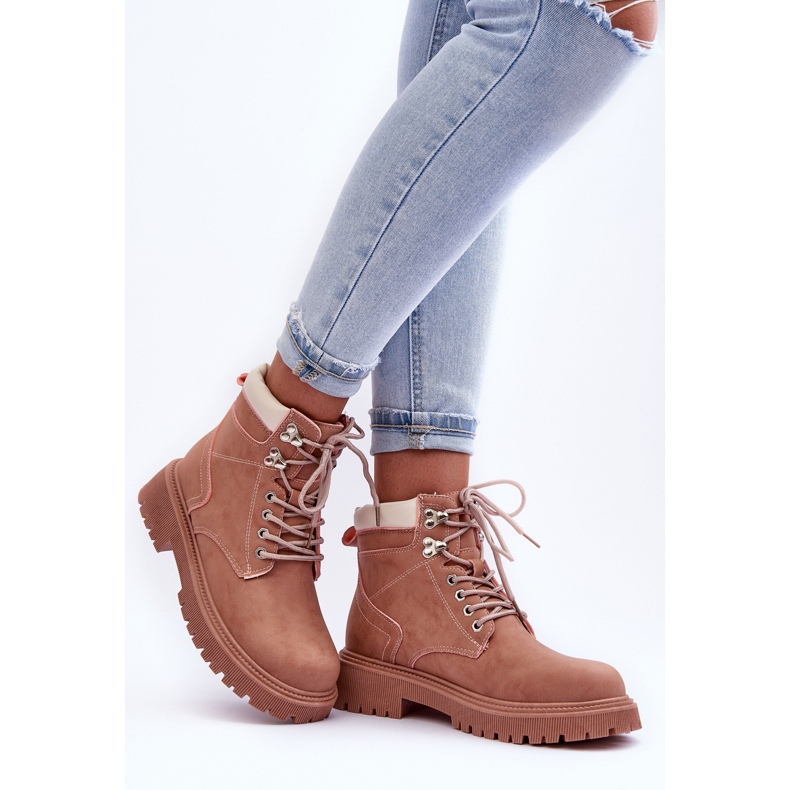 Cazadores cálidos de piel para mujer Bastones rosas 2