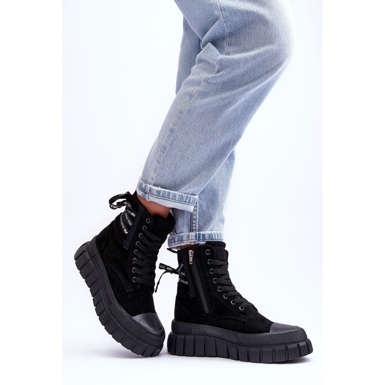 Botas de plataforma de ante para mujer Black Rafter negro 2