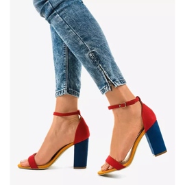 Sandalias rojas y azul marino en poste con hebilla 0280-135 rojo 3