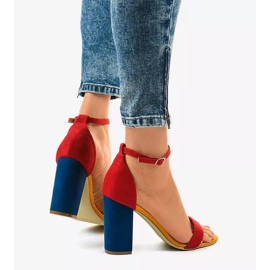 Sandalias rojas y azul marino en poste con hebilla 0280-135 rojo 4