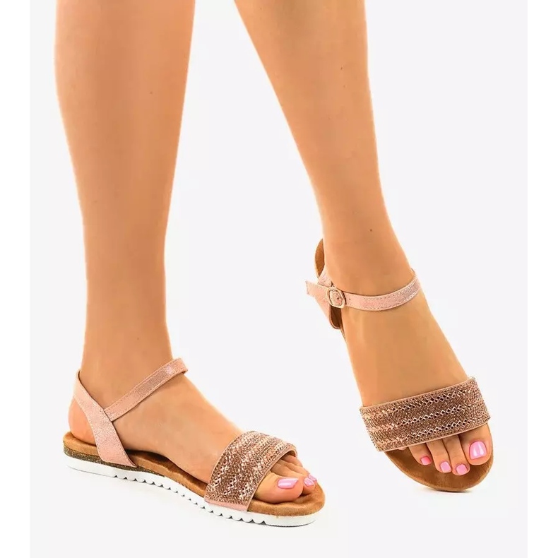 Sandalias planas rosas decoradas con HT-69 rosado 2 Sandalias planas rosas decoradas con HT-69 rosado 2