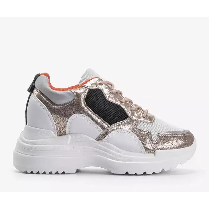 Zapatillas con cuña en blanco y dorado Alexandra 1 Zapatillas con cuña en blanco y dorado Alexandra 1