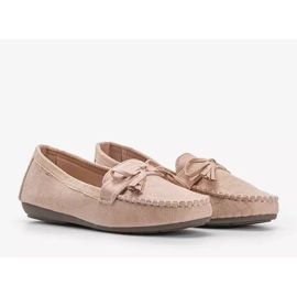 Mocasines beige de mujer con lazo Kassandra 2