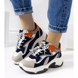 PA1 Zapatillas de suela alta azul marino de Monica blanco naranja gris 2