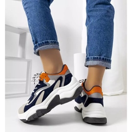 PA1 Zapatillas de suela alta azul marino de Monica blanco naranja gris 3