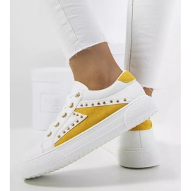 Zapatillas blancas y amarillas de Udinesi blanco amarillo 2