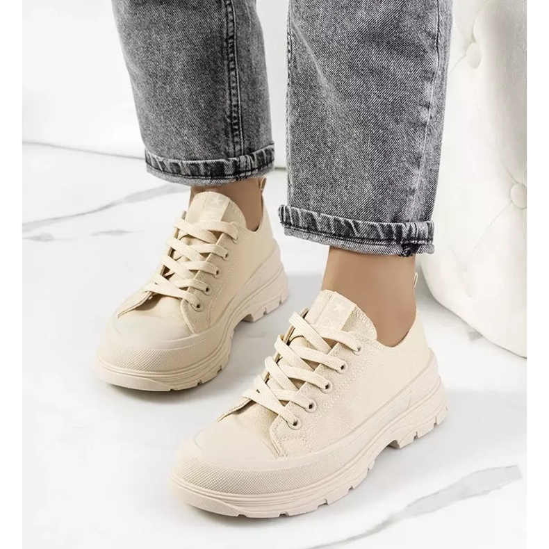 Deportivas beige con suela gruesa Beat 1 Deportivas beige con suela gruesa Beat 1