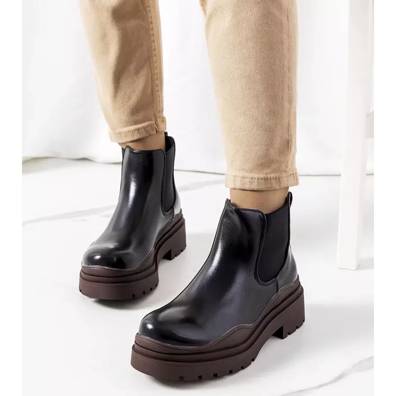 Botines negros sobre plataforma Gaffney marrón 1 Botines negros sobre plataforma Gaffney marrón 1