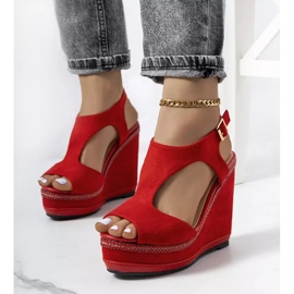 Sandalias cuña Zerner rojas rojo 1