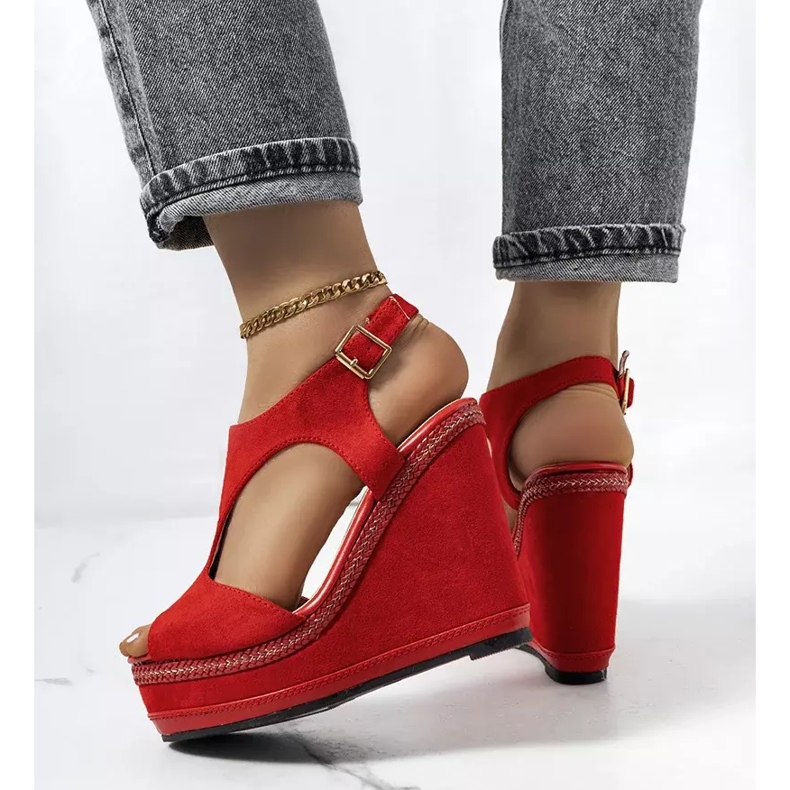 Sandalias cuña Zerner rojas rojo 2 Sandalias cuña Zerner rojas rojo 2