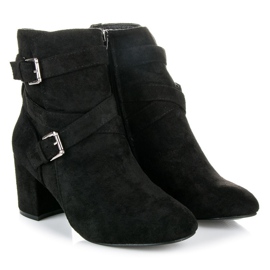 Seastar Botines de ante con tacón negro 3