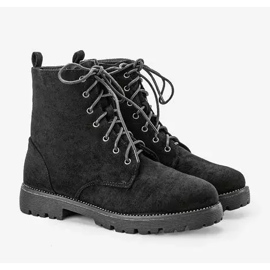 Botas de montaña negras atadas con circonita cúbica resistente negro 2