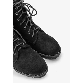 Botas de montaña negras atadas con circonita cúbica resistente negro 4