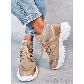 Zapatillas estilo calcetín Petra caqui beige 2