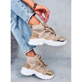 Zapatillas estilo calcetín Petra caqui beige 5