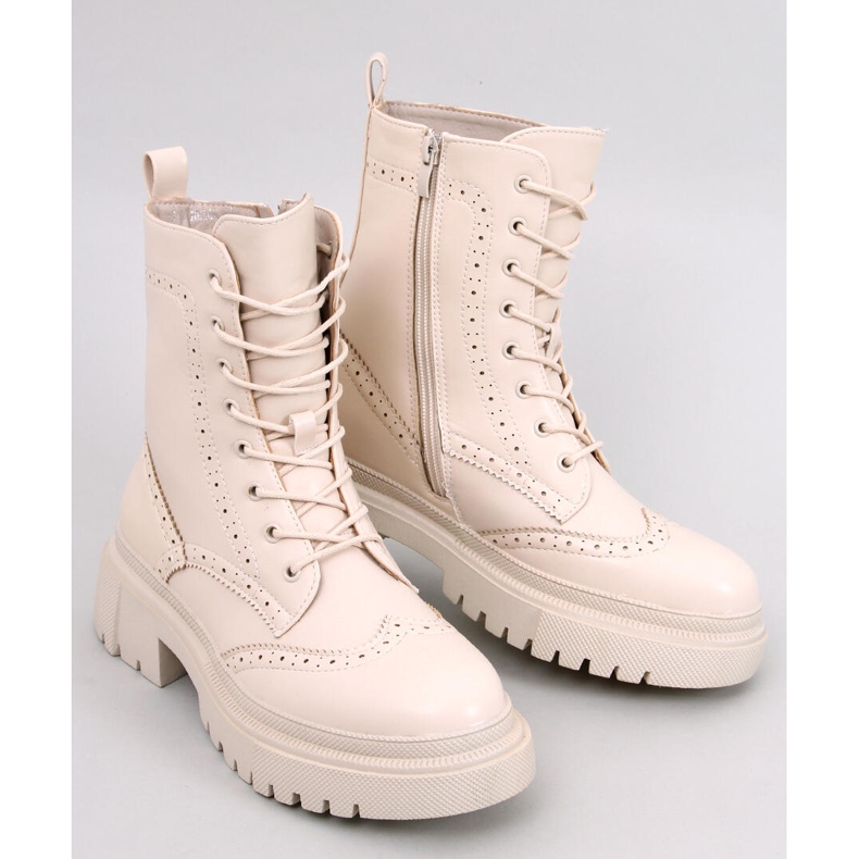 Aubert Botas beige con cordones 1