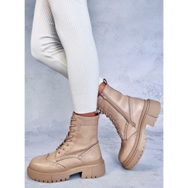 Aubert Botas caqui con cordones beige 2