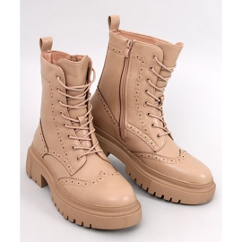 Aubert Botas caqui con cordones beige 1 Aubert Botas caqui con cordones beige 1