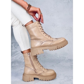 Aubert Botas caqui con cordones beige 5