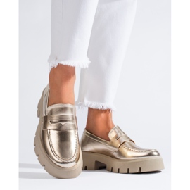 Mocasines dorados de mujer con suela gruesa de Shelovet 3