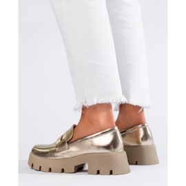 Mocasines dorados de mujer con suela gruesa de Shelovet 2