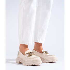 Mocasines de mujer beige sobre plataforma gruesa Shelovet. 2