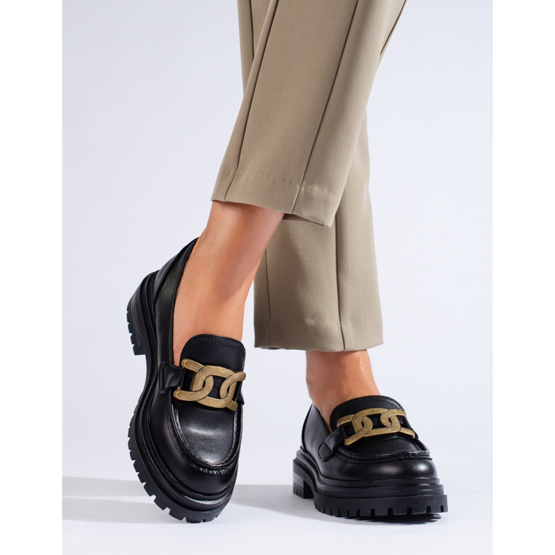 Mocasines de mujer negros con plataforma gruesa Shelovet. 1