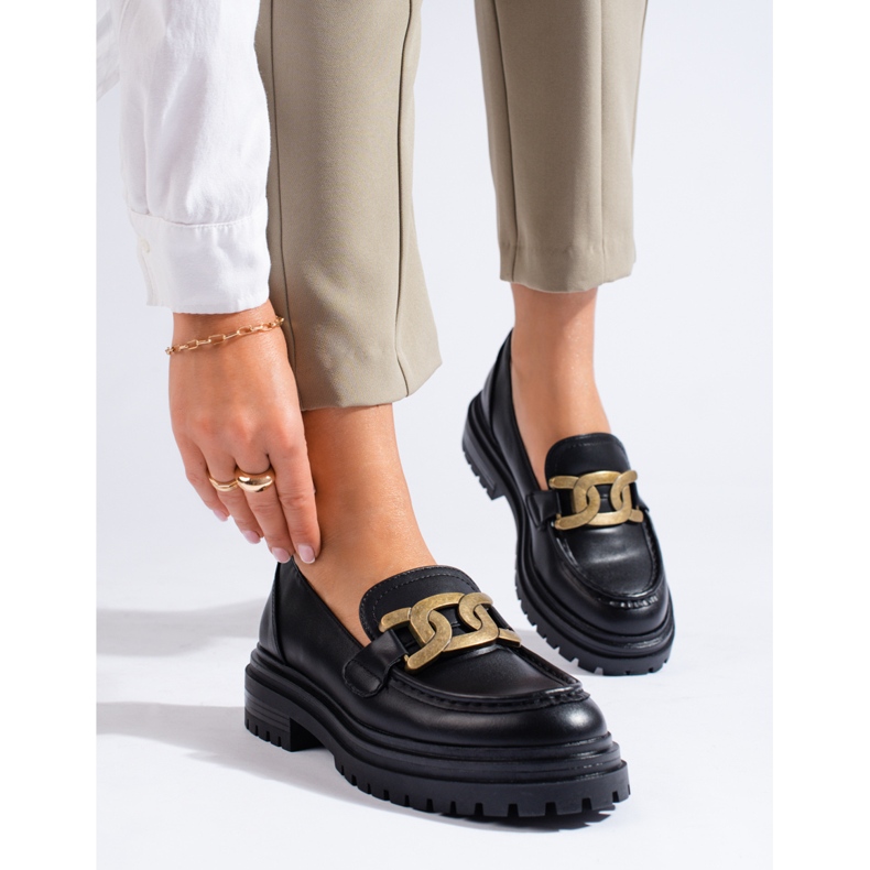 Mocasines de mujer negros con plataforma gruesa Shelovet. 2