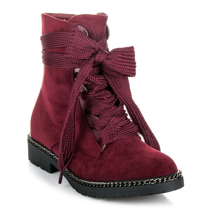 Vices New Collection Botas con cordones anchos granate rojo 1