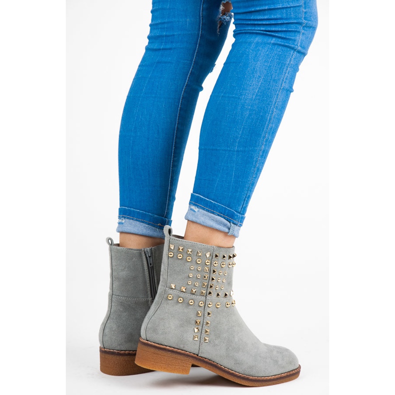 Vices New Collection Botas moteras de ante gris 1