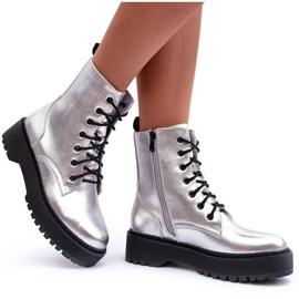 FB2 Botas Obrera Piel Metalizada Plata Teflorna 9