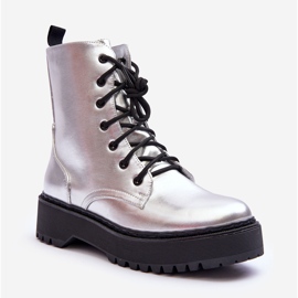 FB2 Botas Obrera Piel Metalizada Plata Teflorna 8