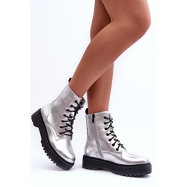 FB2 Botas Obrera Piel Metalizada Plata Teflorna 1