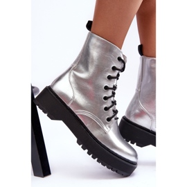 FB2 Botas Obrera Piel Metalizada Plata Teflorna 6