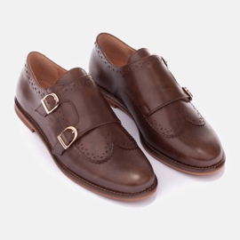 Marco Shoes Monjes de piel auténtica marrón 1