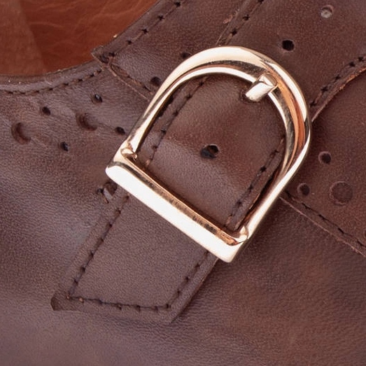 Marco Shoes Monjes de piel auténtica marrón 2