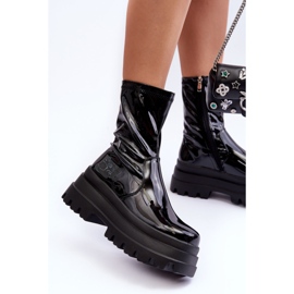 FB2 Botas Lacadas Con Plataforma Gruesa Mibrac Negro 4